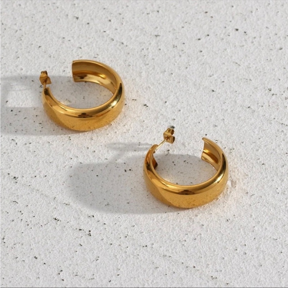 Chunky Gold Hoops View 3